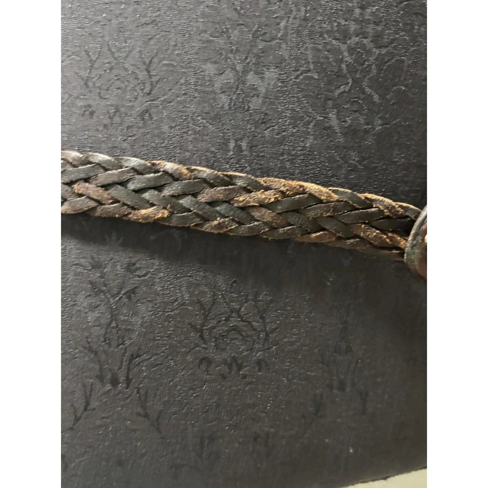 Dockers Mens Braided Leather Belt Dark Brown Woven 38 95 Vintage Style 1337‎